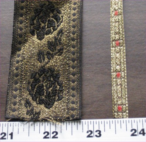 Wide Gold with black roses and narrow gold with red and black