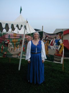 Cassandra in blue linen Italian Ren