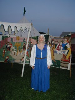 Cassandra in blue linen Italian Ren